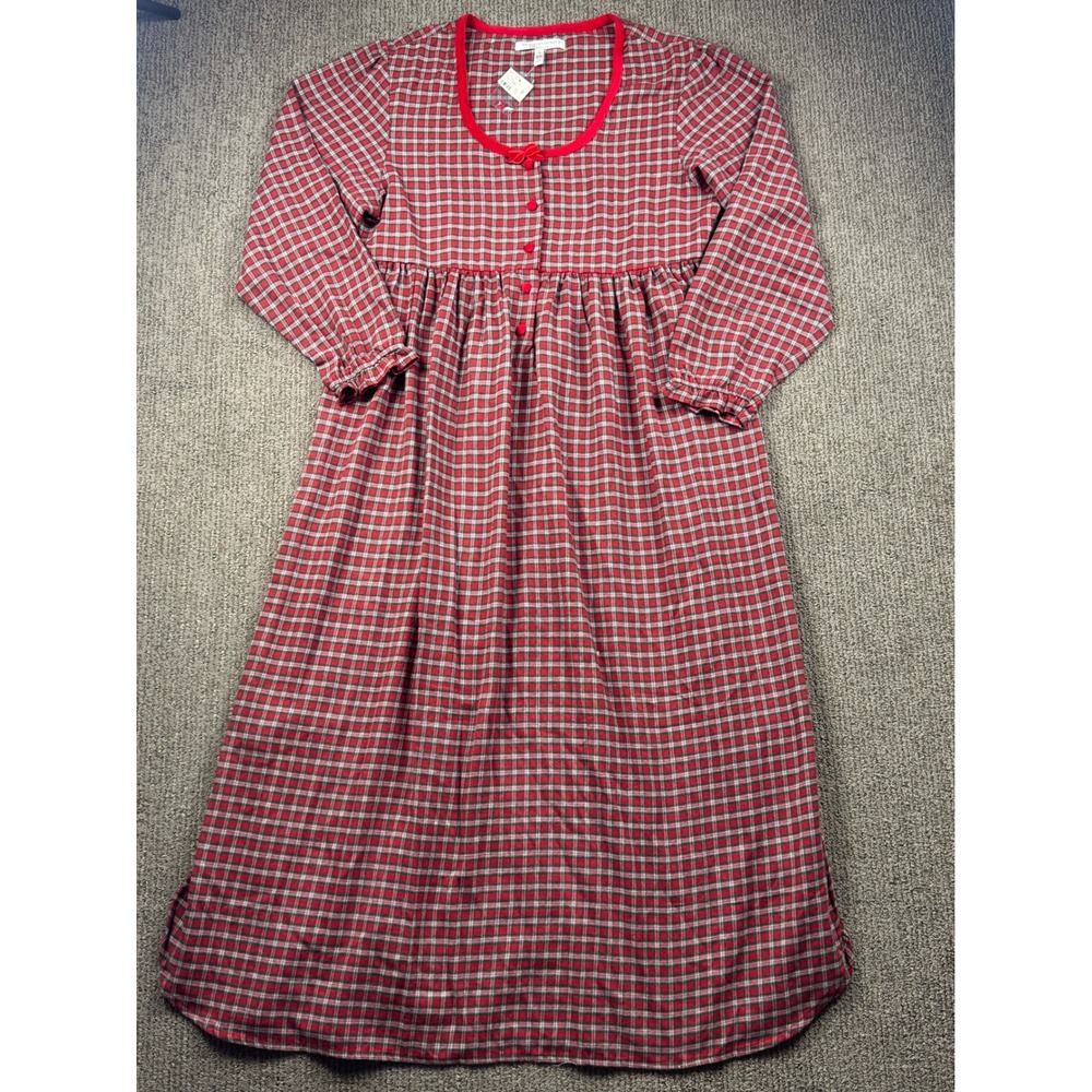 Victorias Secret Country Flannel Nightgown Womens L Long Sleeve Red Plaid